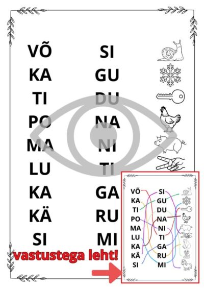 Silpide ühendamise tööleht 2