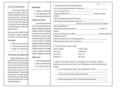 Funktsionaalne lugemine 6.- 7. klass (lugemistekstid ja ülesanded)