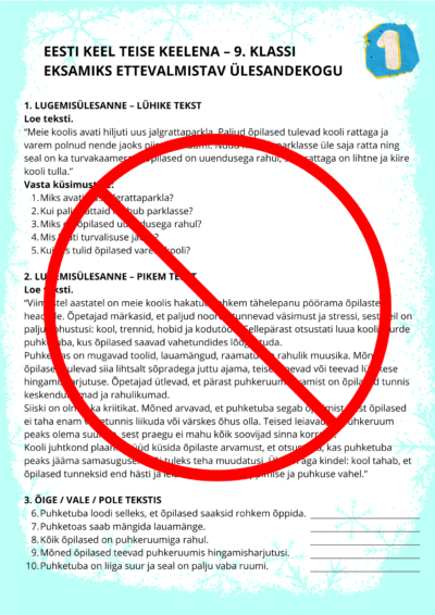 Eesti keel teise keelena – 9. klassi eksamiks ettevalmistavad ülesandekomplektid - I