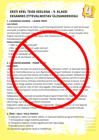 Eesti keel teise keelena – 9. klassi eksamiks ettevalmistavad ülesandekomplektid - IV