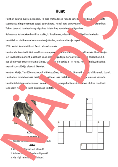 Eesti metsloomad- funktsionaalsed lugemistekstid