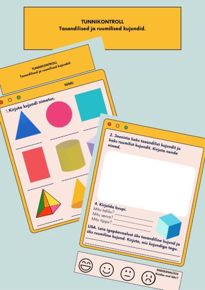 TUNNIKONTROLL. Tasandilised ja ruumilised kujundid.