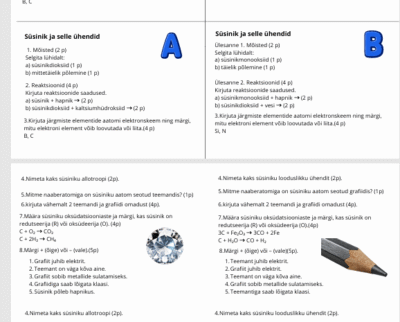 Teadmiste kontroll "Süsinik ja selle ühendid"