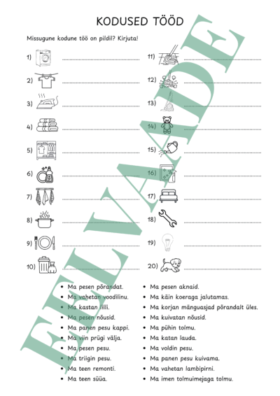 "KODUTÖÖD - sõnavaraleht"