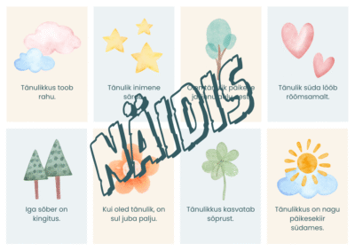 Tänulikkuse kaardid algkoolile – 16 prinditavat mõttetera