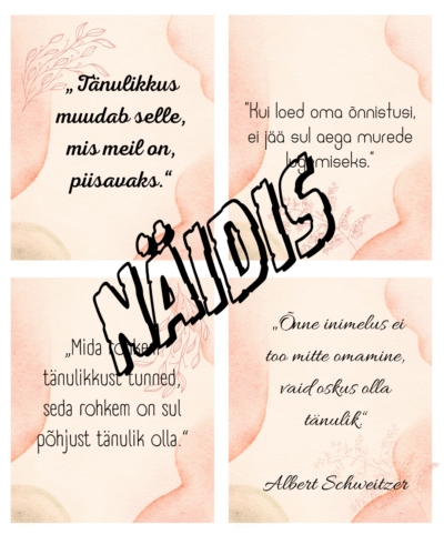 Tänulikkuse kaardid põhikoolile – 16 inspireerivat mõttetera klassiruumi