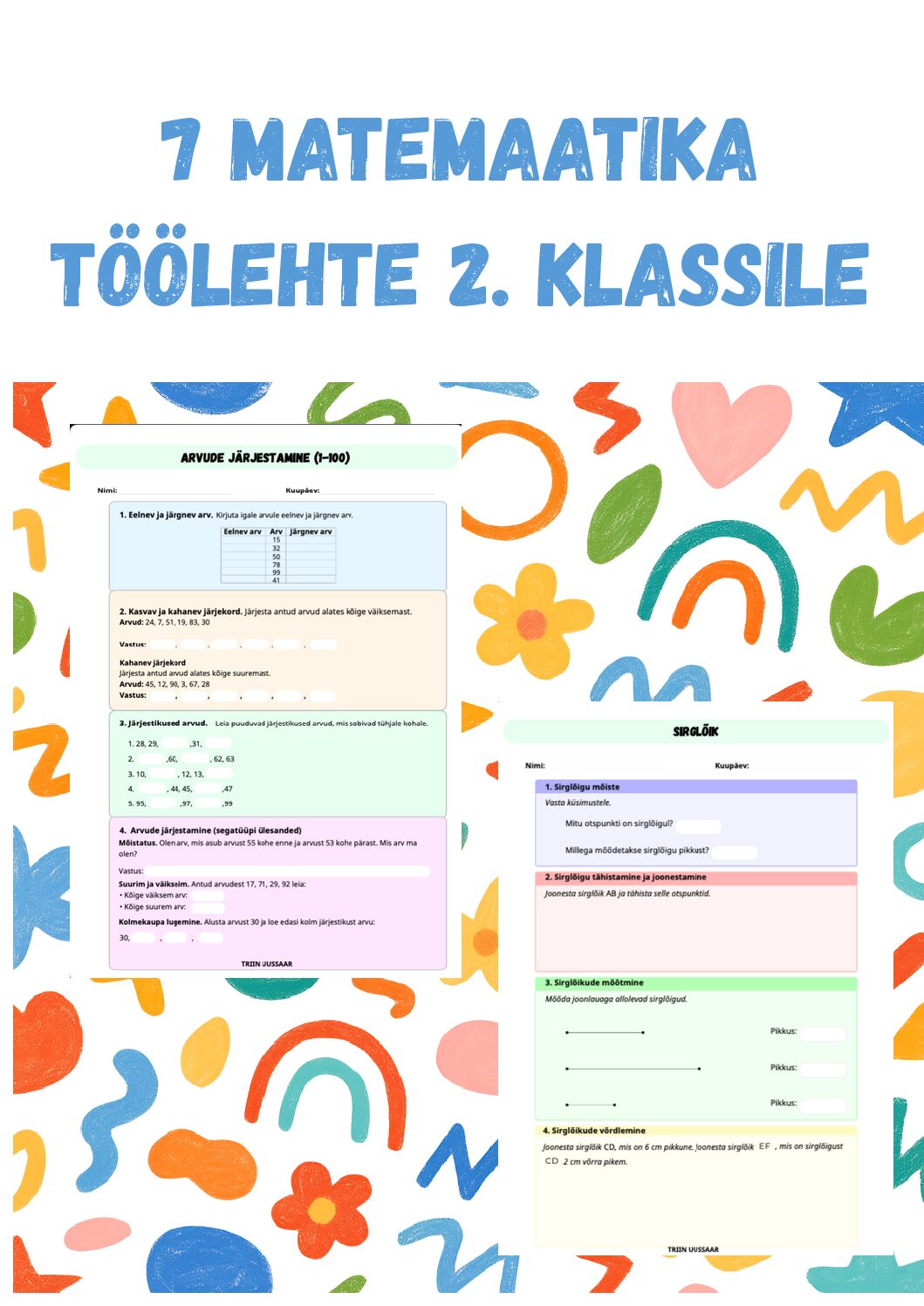Töölehed 2. klassile matemaatikas - september