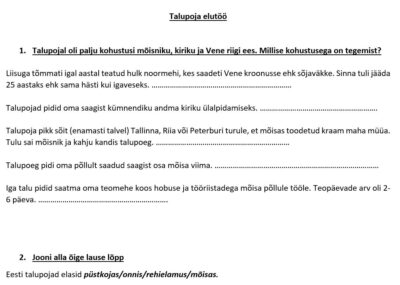 Talupoja elutöö (Mauruse 5. klassi ajalooõpik)