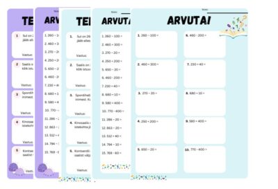 Tekstülesanded ja arvutamine 2. klass (täissadade ja kümnelistega 1000 piires)