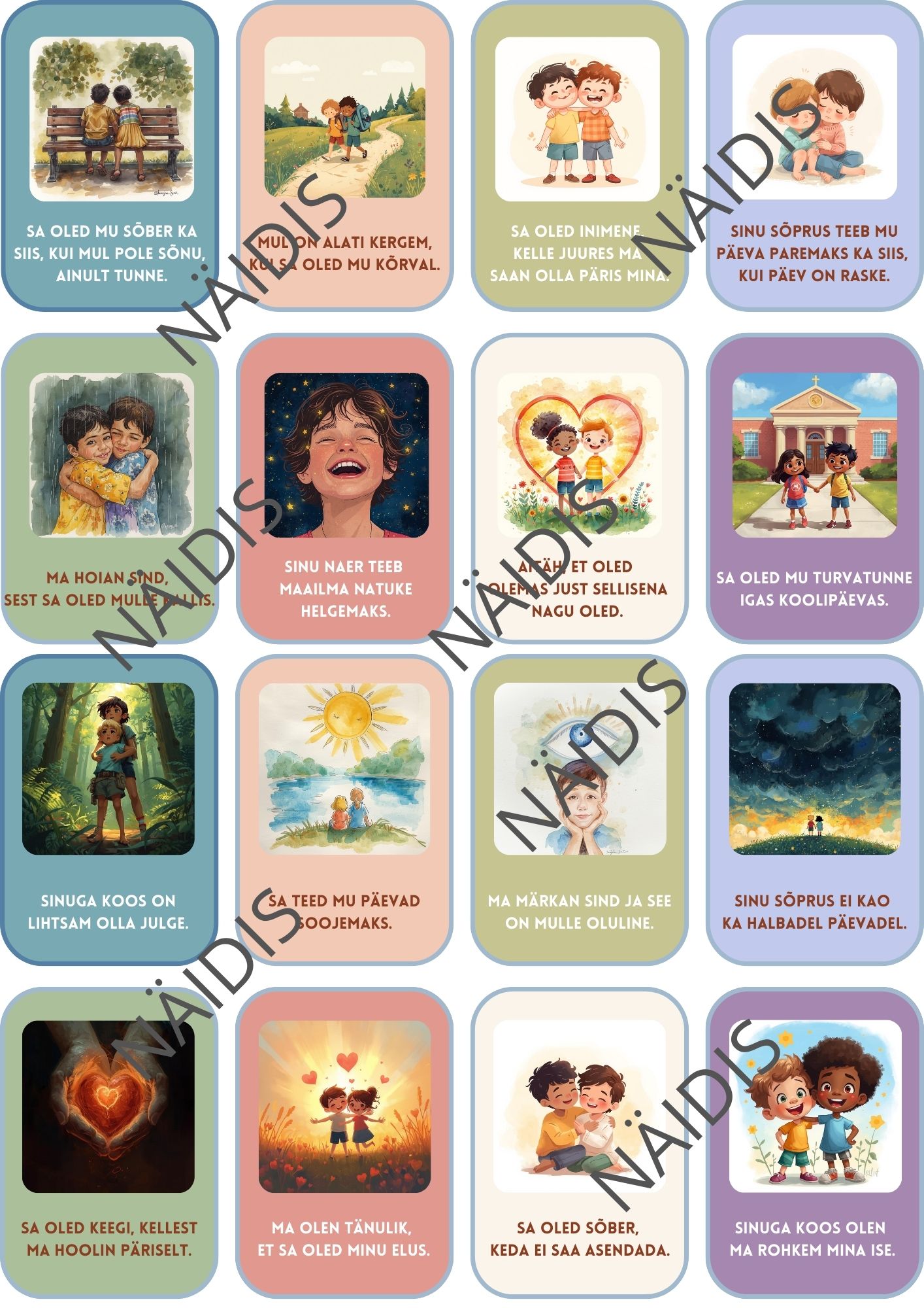 Sõbrapäevaks, sõpruse ja tunnete kaardid.