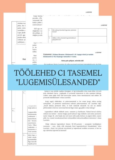 Õppevahend eesti keele C1-taseme eksamiks teemal „Lugemisülesanded“