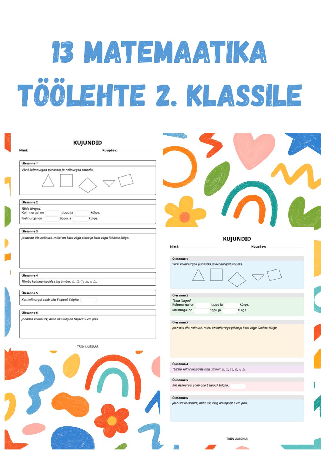 Töölehed 2. klassile matemaatikas - oktoober