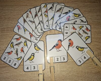 Pesulõksudega õppemäng "Mitu lindu on?"