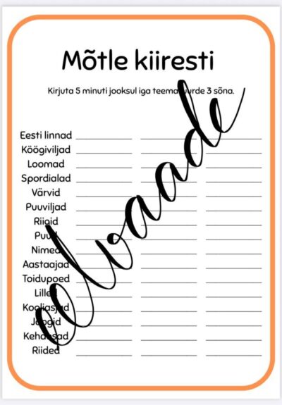 Tööleht “Mõtle kiiresti”