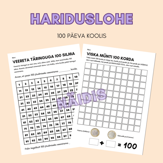 100 koolipäeva töölehed