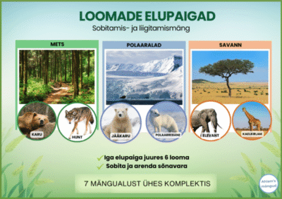 Sobitamis- ja liigitamismäng "Loomade elupaigad"