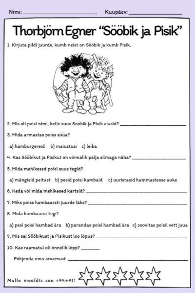 Thorbjörn Egneri raamatu “Sööbik ja Pisik" kokkuvõte