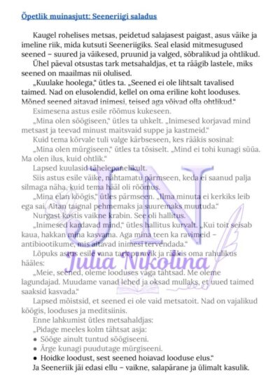 Seened inimese elus: muinasjutt + tööleht