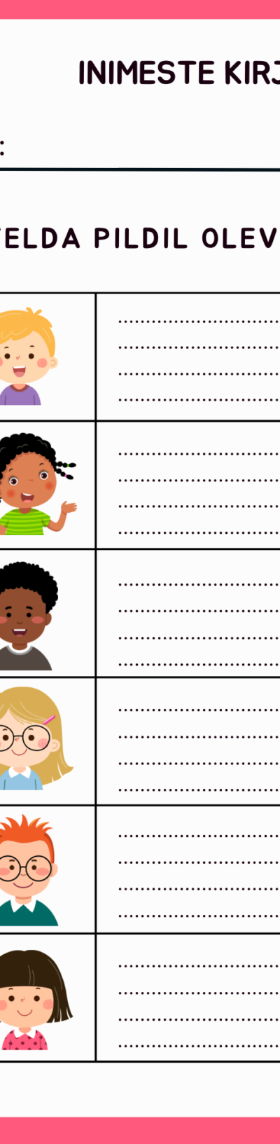 Kirjelda iseloomu / tunded.