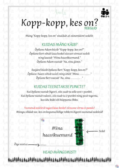 Kopp-kopp,kes on? - sünonüümide õppemäng