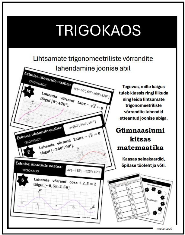 TRIGOKAOS - Lihtsamad trigonomeetrilised võrrandid - seinamäng