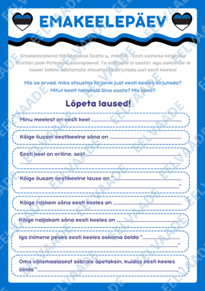 Tööleht emakeelepäevast