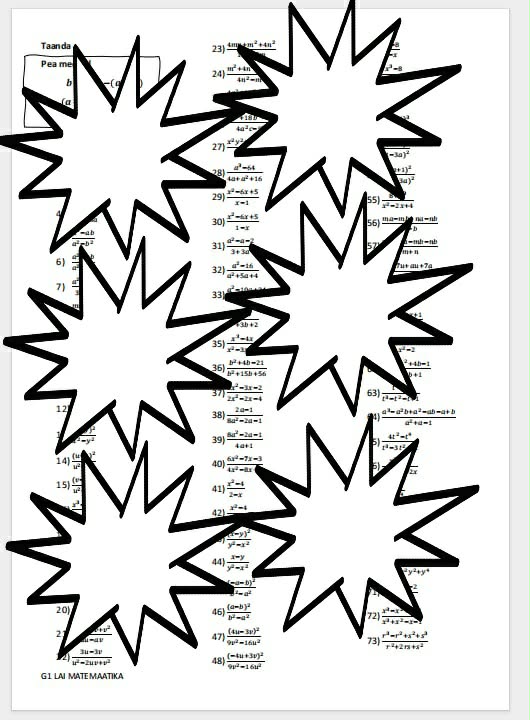 Ülesanded algebraliste murdude taandamise kohta