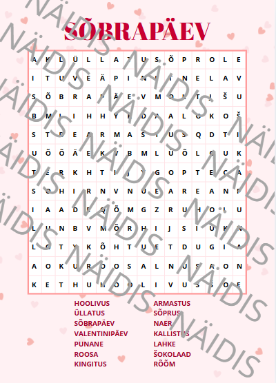 Sõbrapäeva/valentinipäeva sõnarägastik 1