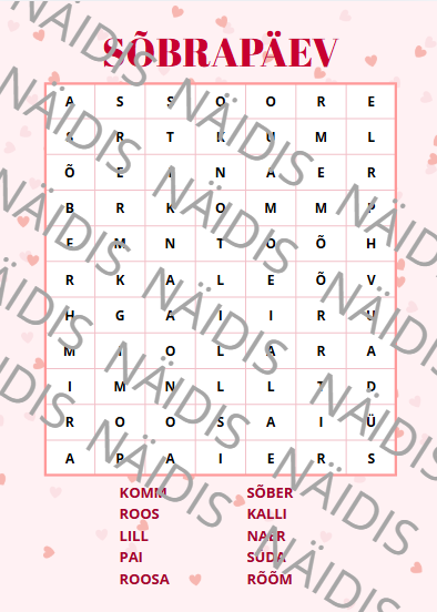 Sõbrapäeva/valentinipäeva sõnarägastik 2