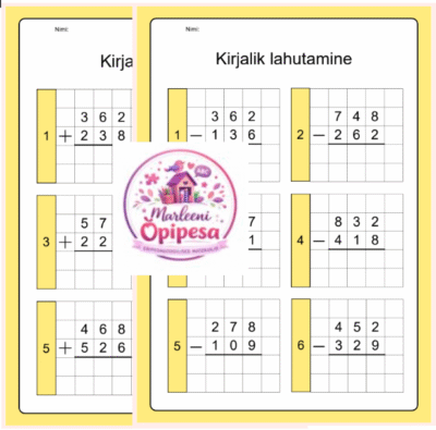 Kirjalik liitmine ja lahutamine 1000 piires üleminekuga