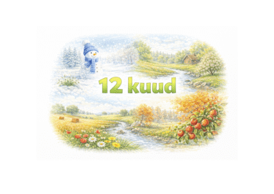 12 kuud - kuude nimetused taustapiltidega