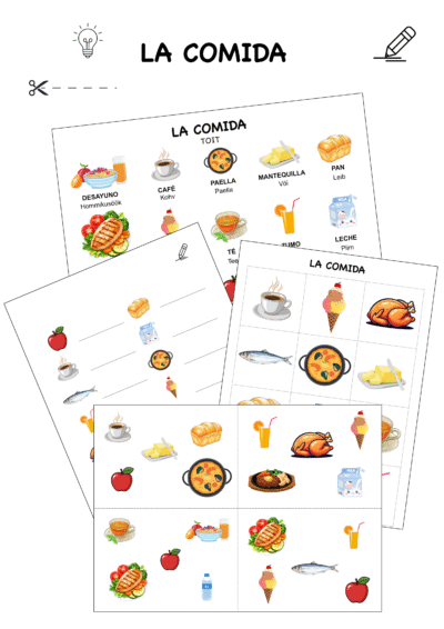 Erinevad toidud hispaania keeles