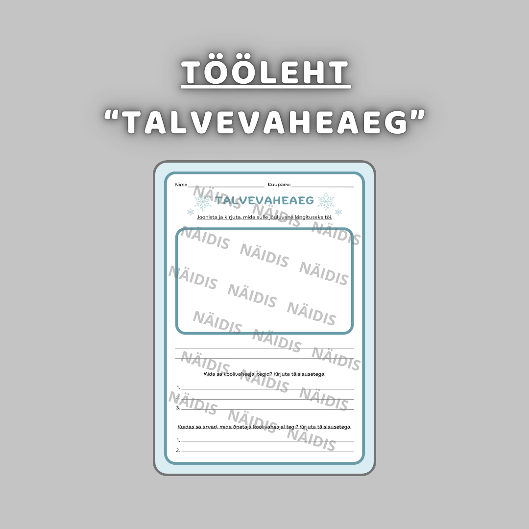 Tööleht "TALVEVAHEAEG"