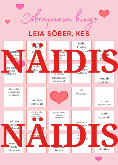 Sõbrapäeva bingo