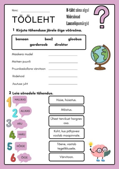 H-häälik sõna algul, võõrsõnad, lauselõpumärgid