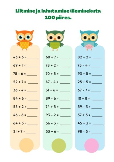 Üleminekuta arvutamine 100 piires