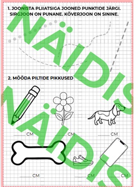 Sirgjoon, kõverjoon, sirglõik, mõõtmine, joonlaua kasutamine