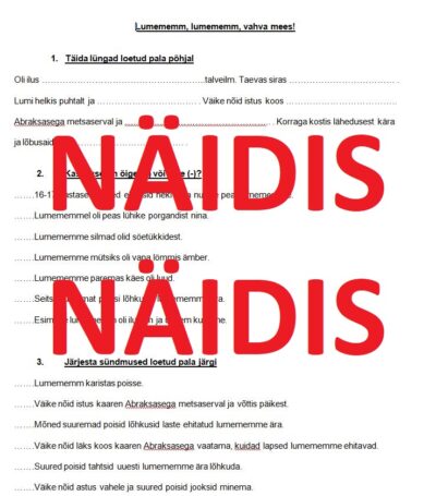 Funktsionaalne lugemine "Lumememm, lumememm, vahva mees" (Koolibri õpik "Ilus emakeel")