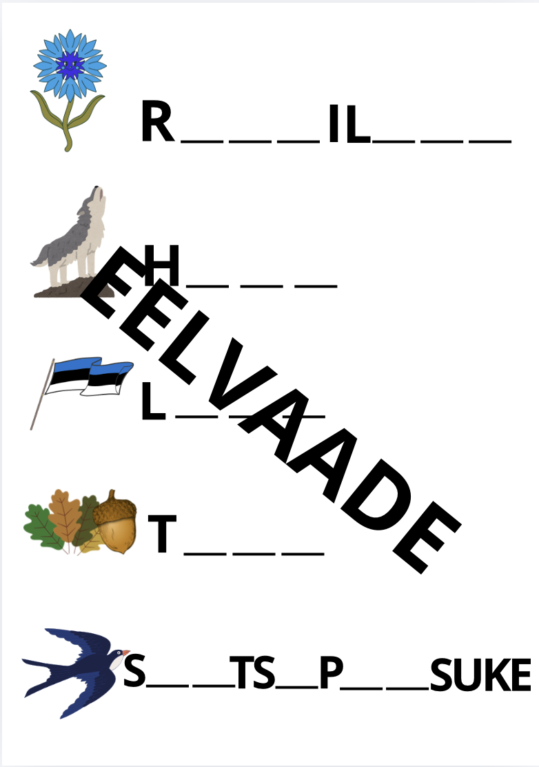 Eesti sümbolid - täida lüngad