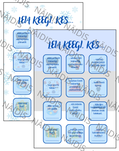 BINGO Talvevaheaeg/ Eesti Vabariik "Leia keegi, kes..."