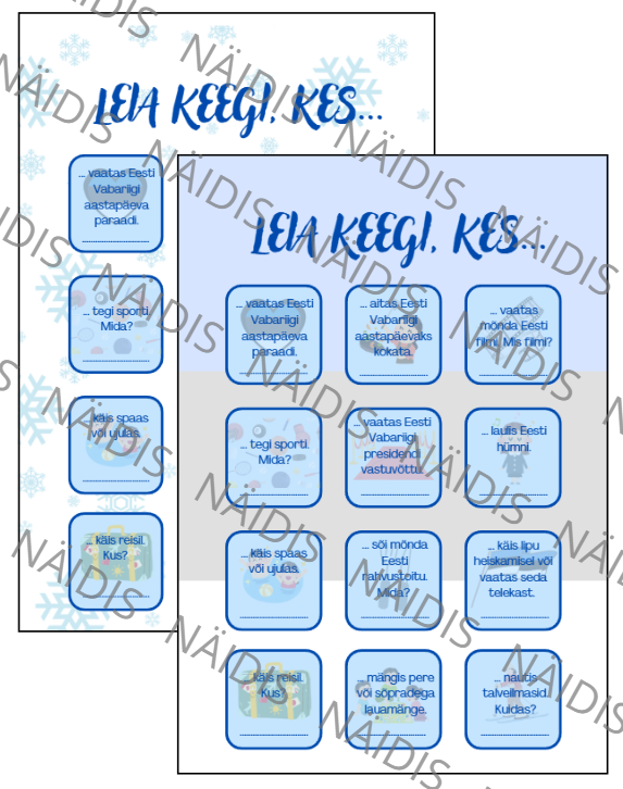BINGO Talvevaheaeg/ Eesti Vabariik "Leia keegi, kes..."