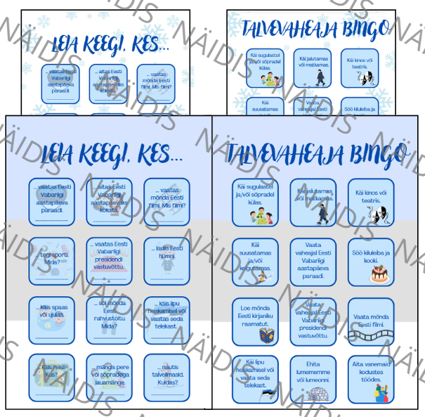 Komplekt: Talvevaheaeg/ Eesti Vabariik BINGO, "Leia keegi, kes..."