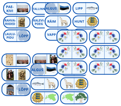 Komplekt: Eesti Vabariigi doomino piltidega ja sõnadega