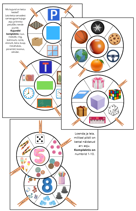 Pesulõksumängude komplekt- loendamine, kujundid