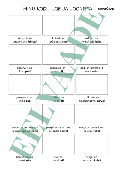 "Minu kodu - loe ja joonista (tagasõnad)"