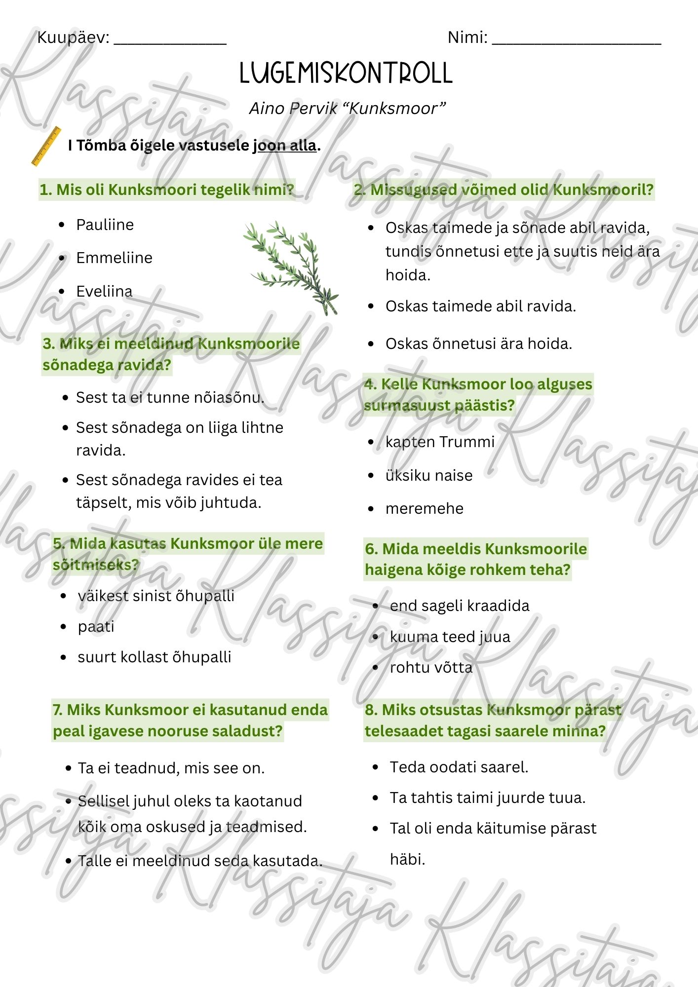 Lugemiskontroll "KUNKSMOOR" - Image 2