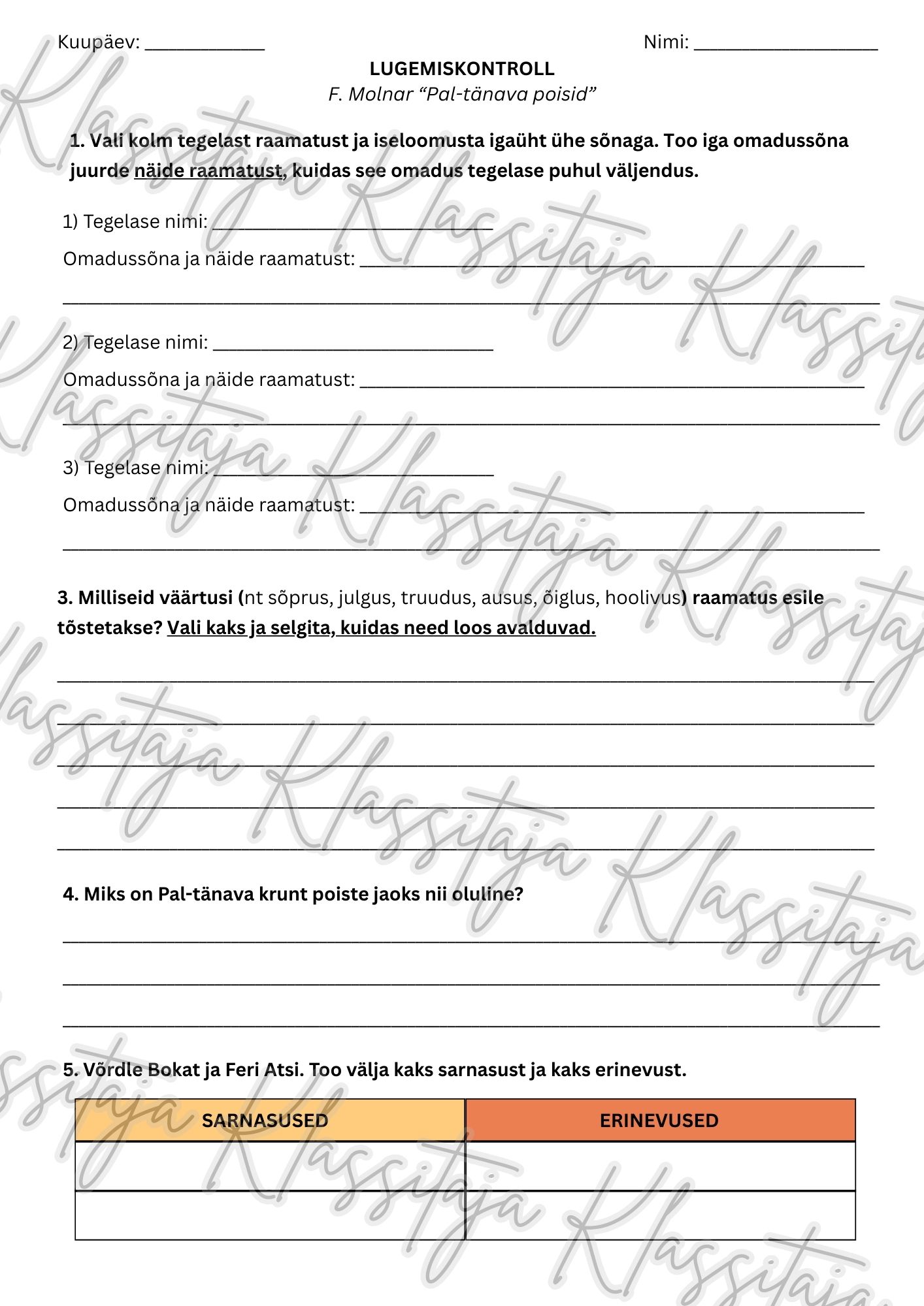 Lugemiskontroll "PÁL-TÄNAVA POISID" - Image 2