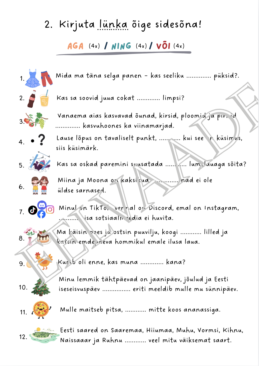 "A1-A2: SIDESÕNAD" Uued töölehed (2 lk) - Image 2