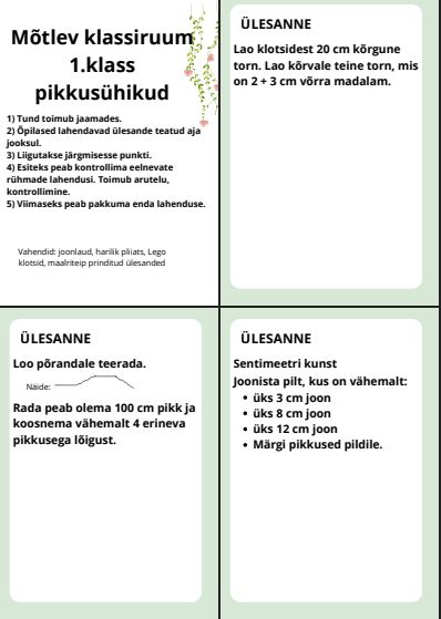 Mõtlev klassiruum pikkusühikud