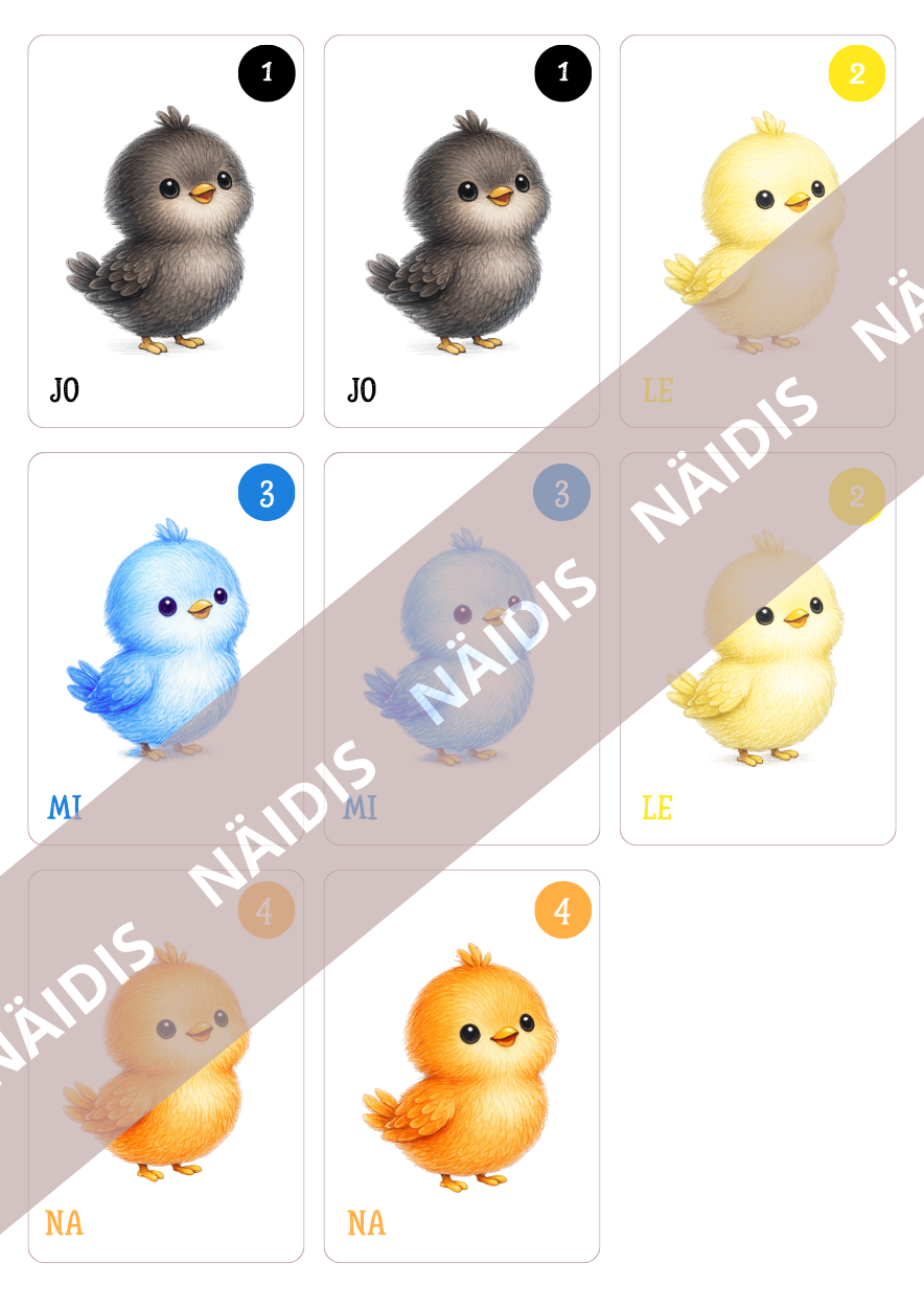 Kaardimäng/memoriin "JO-LE-MI linnud"